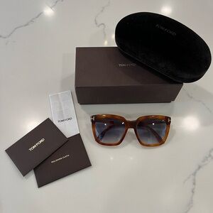 Tom Ford “Amarra” 55mm sunglasses. Brown with blue/grey lenses.